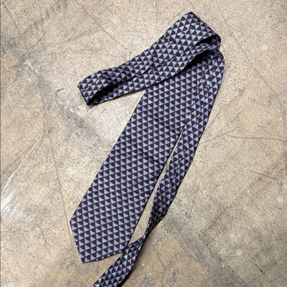 Christian Dior silk Geometric Patterned Tie - Black and Gray
